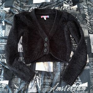 Urban Outfitters Cropped Fuzzy Buttoned Sweater